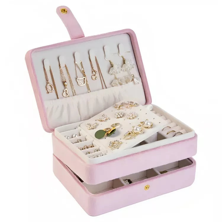 Boîtes à bijoux minimaliste en velours | Idée cadeau pour femme | Coffret portable pour boucles d'oreilles, colliers, bracelets, bagues | Thefashin
