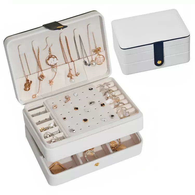 Boîte à bijoux minimaliste en cuir | Idée cadeau pour femme | Coffret pour boucles d'oreilles, colliers, bagues et bracelets| Thefashin 