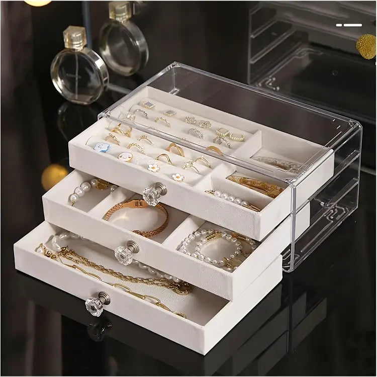 Boîte à bijoux élégante avec tiroirs en velours