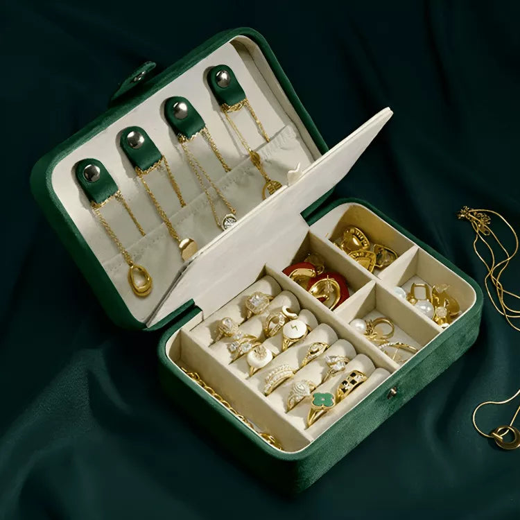 Boîtes à bijoux de voyage raffinée en velours | Idée cadeau femme | Coffret portable pour boucles d'oreilles, colliers, bracelets, bagues | Thefashin