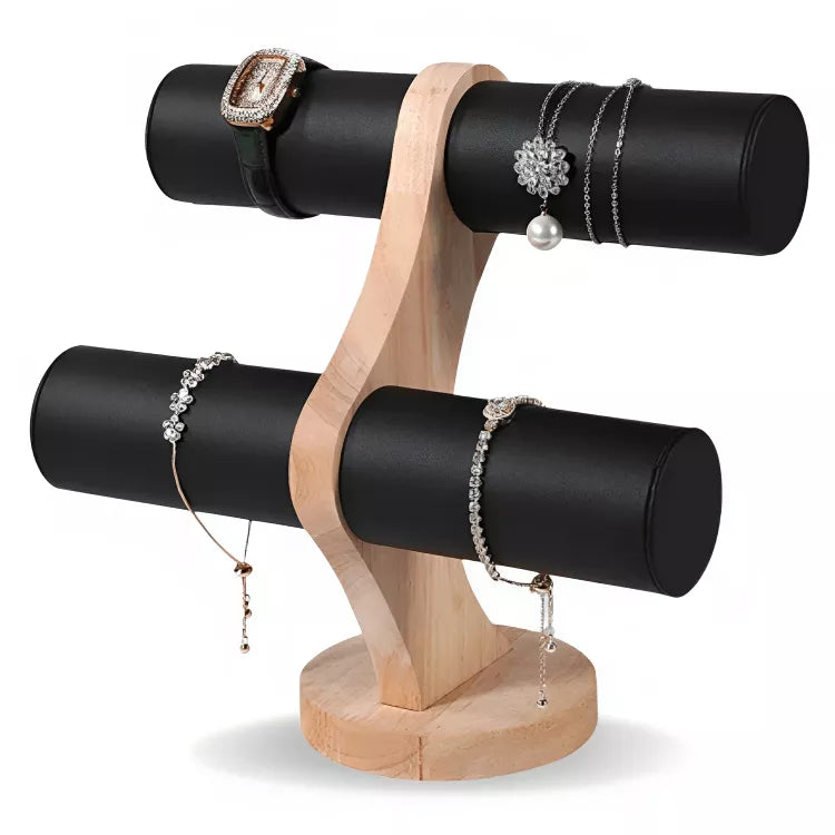 Porte-bijoux à 2 niveaux en bois pour bracelets et montres | Idée cadeau femme | Porte-bracelets épuré et élégant | Thefashin