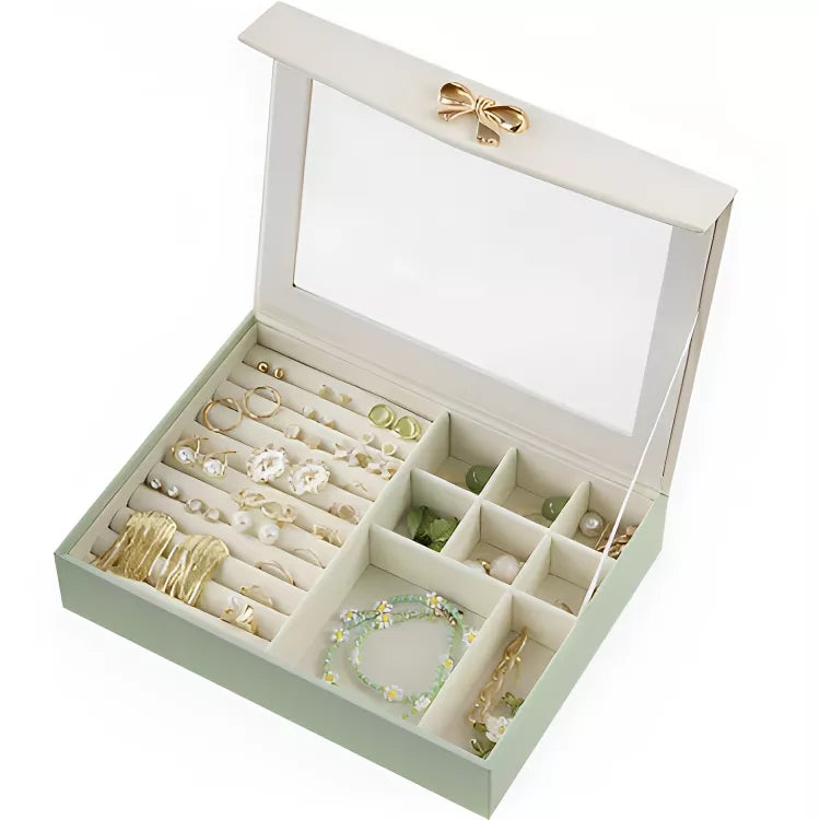 Boîte à bijoux compacte et chic en cuir | Idée cadeau pour femme | Coffret pour boucles d'oreilles, colliers, bagues et bracelets | Thefashin
