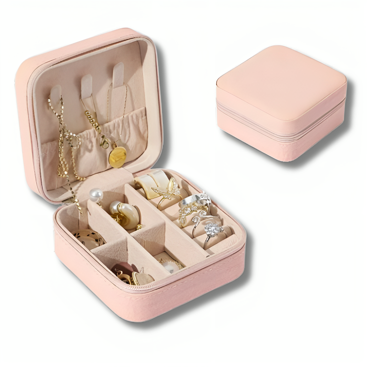 Mini boîte à bijoux de voyage simple en cuir | Idée cadeau pour femme | Coffret pour colliers, boucles d'oreilles, bagues et bracelets | Thefashin