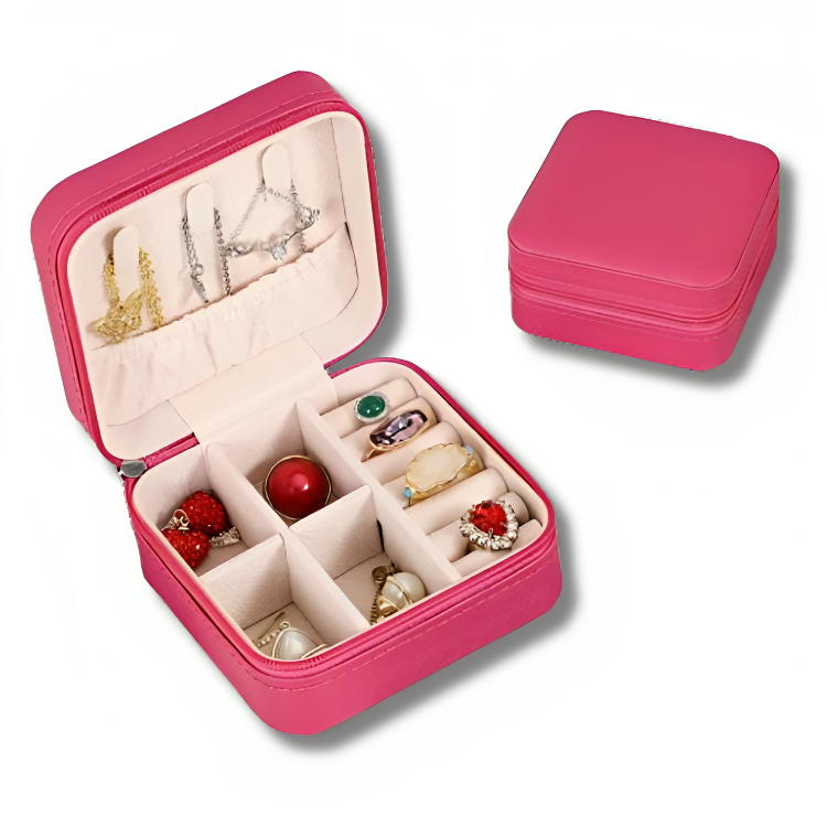 Mini boîte à bijoux de voyage simple en cuir | Idée cadeau pour femme | Coffret pour colliers, boucles d'oreilles, bagues et bracelets | Thefashin